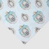 Waterverf oesters blauw boog monogram tissuepapier (Detail)