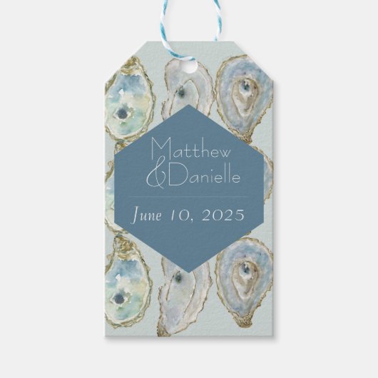 Waterverf oesters bruiloft cadeaulabel (Voorkant)