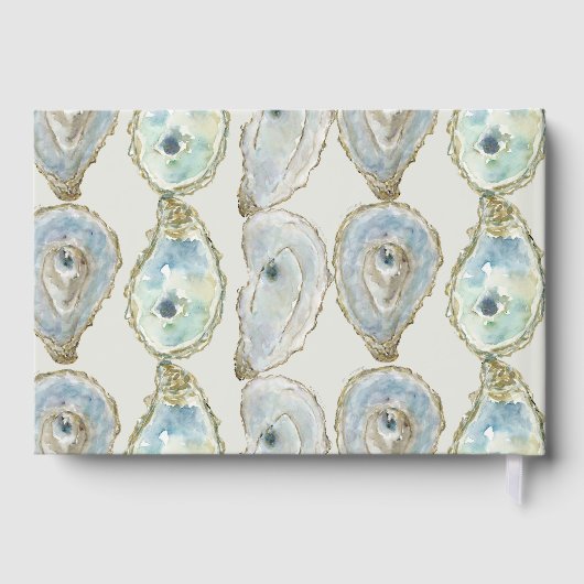 Waterverf Oesters bruiloft - Dusty Blue Gastenboek (Achterkant)