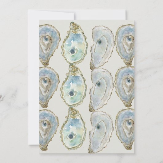 Waterverf Oesters bruiloft - Dusty Blue Kaart (Achterkant)