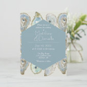 Waterverf Oesters bruiloft - Dusty Blue Kaart (Staand voorkant)