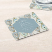 Waterverf Oesters bruiloft - Dusty Blue Kartonnen Onderzetters (Schuin)