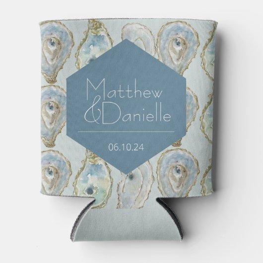 Waterverf oesters bruiloft gunst Drink Hugger Blikjeskoeler (Voorkant)