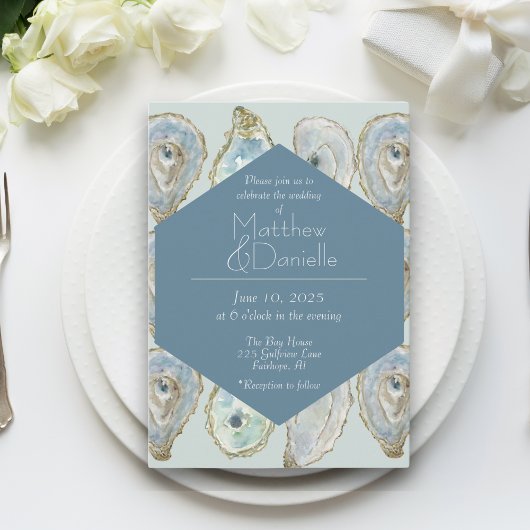 Waterverf oesters bruiloft kaart