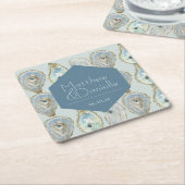 Waterverf oesters bruiloft kartonnen onderzetters (Schuin)