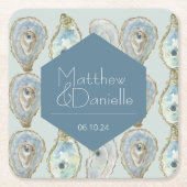 Waterverf oesters bruiloft kartonnen onderzetters (Voorkant)