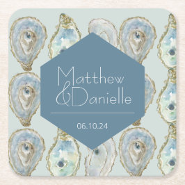 Waterverf oesters bruiloft kartonnen onderzetters