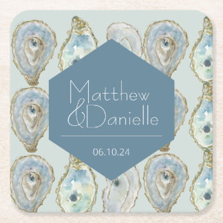 Waterverf oesters bruiloft kartonnen onderzetters