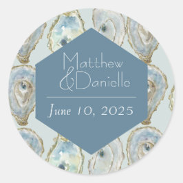 Waterverf oesters bruiloft ronde sticker
