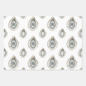 Waterverf oesters monogram inpakpapier vel (Voorkant 3)