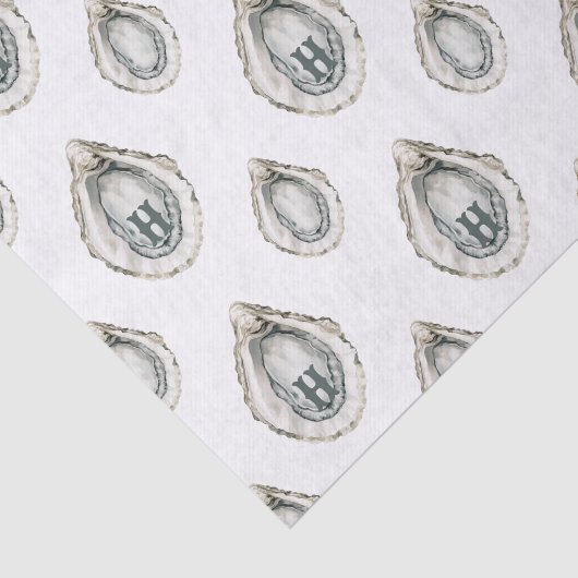 Waterverf oesters monogram tissuepapier (Detail)