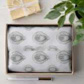 Waterverf oesters monogram tissuepapier (Geschenk)