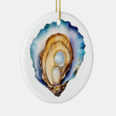 Waterverf Oesterschelp Keramisch Ornament (Rechts)