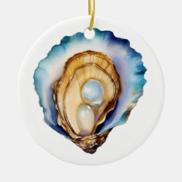 Waterverf Oesterschelp Keramisch Ornament