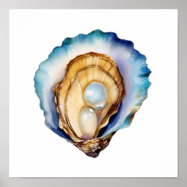 Waterverf Oesterschelp Poster