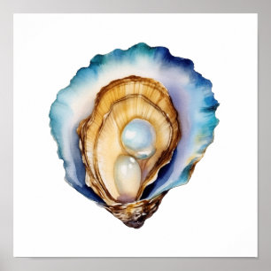 Waterverf Oesterschelp Poster