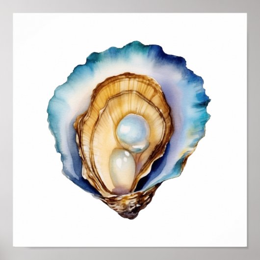 Waterverf Oesterschelp Poster (Voorkant)
