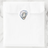 Waterverf Oesterschelp Ronde Sticker (Tas)