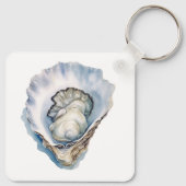 Waterverf Oesterschelp Sleutelhanger (Achterkant)