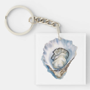Waterverf Oesterschelp Sleutelhanger