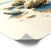 Waterverf oesterschelpen kustkunstlandschap poster (Hoek)