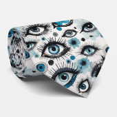 Waterverf ogen en wimpers in blauw stropdas (Opgerold)