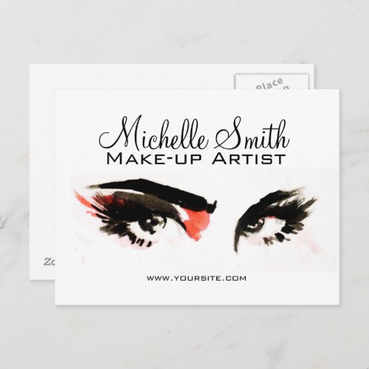 Waterverf ogen lash extension make-up branding briefkaart (Voorkant / Achterkant)