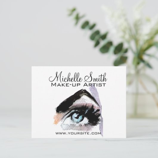 Waterverf ogen lash extension make-up branding briefkaart (Staand voorkant)