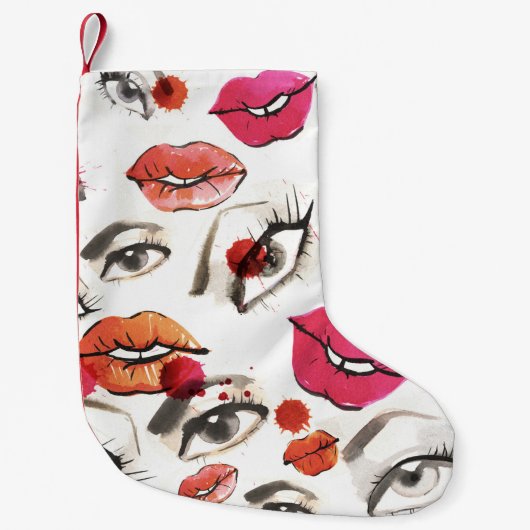 Waterverf Ogen & Lippenpatroon Kleine Kerstsok (Voorkant)