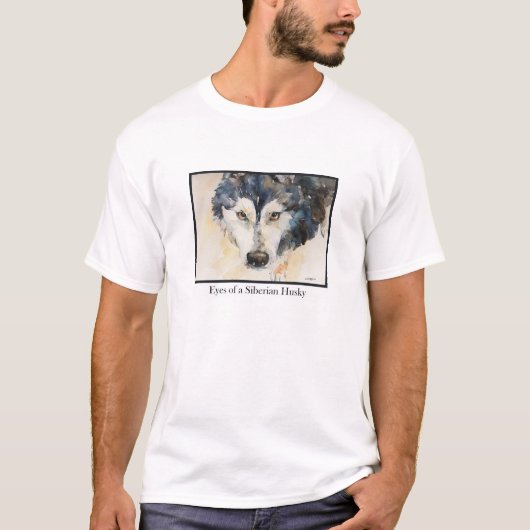 Waterverf Ogen op een Siberisch Husky T-shirt (Voorkant)