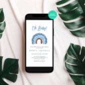 Waterverf Oh Baby Blue Rainbow Baby shower Kaart