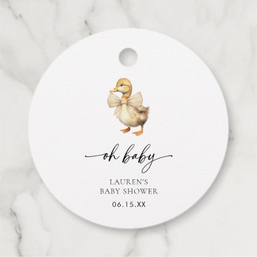 Waterverf Oh Baby Duck Baby shower Bedankjes Labels (Achterkant)