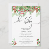 Waterverf Oh Baby kerstbaby shower Kaart (Voorkant)