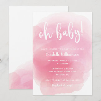 Waterverf Oh Baby shower Uitnodiging