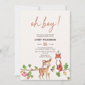 Waterverf Oh Boy Woodland Baby shower Kaart (Voorkant)
