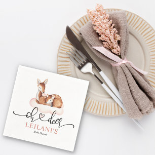 Waterverf Oh Deer Baby shower Roze Wolk Servet