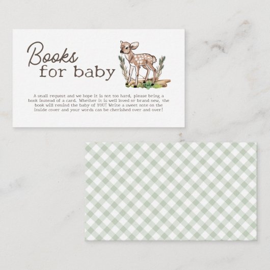 Waterverf Oh Deer Woodland Boeken voor Baby Kaart (Voorkant / Achterkant)
