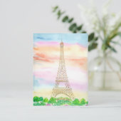 Waterverf oiffeltoren op zonsondergang in Parijs Briefkaart (Staand voorkant)