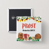 Waterverf Oktoberfest Duits Vierkante Button 5,1 Cm (Voorkant /achterkant)