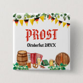 Waterverf Oktoberfest Duits Vierkante Button 5,1 Cm (Voorkant)