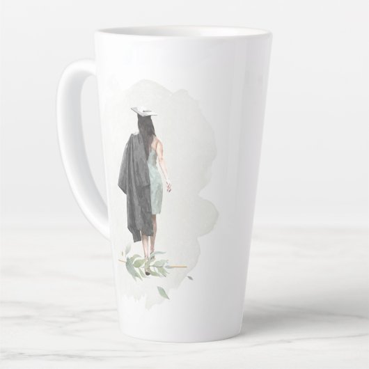 Waterverf olievloeistof Afstudeerder Girl Inspirer Latte Mok (Linkerhoek)