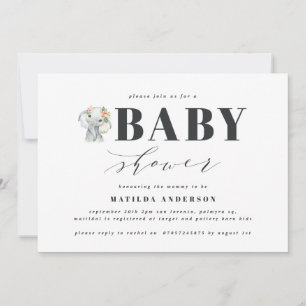 Waterverf olifant baby shower