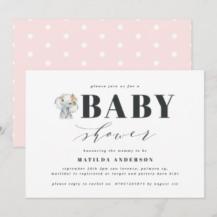 Waterverf olifant baby shower