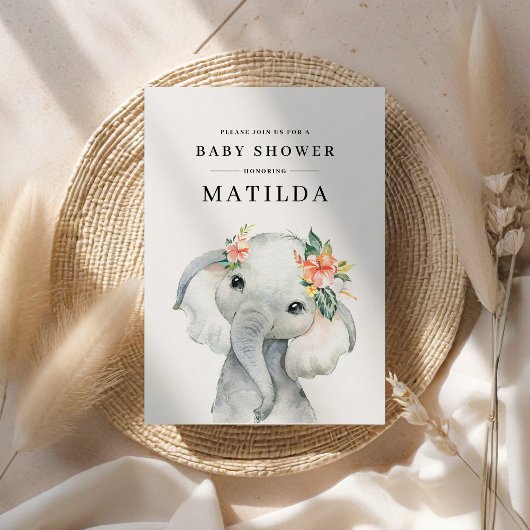 Waterverf olifant baby shower