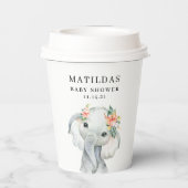 Waterverf olifant baby shower papieren bekers (Achterkant)