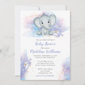 Waterverf Olifant Baby Shower Uitnodiging (Voorkant)