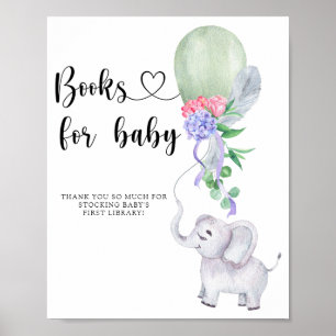 Waterverf Olifant & Ballon - boeken voor baby Poster