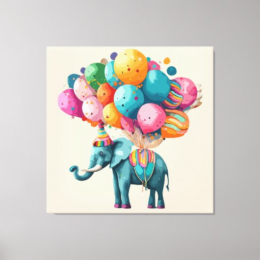 Waterverf Olifant Ballon voor Baby Canvas Afdruk (Voorkant)