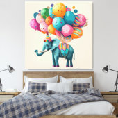 Waterverf Olifant Ballon voor Baby Canvas Afdruk (Insitu (Slaapkamer))