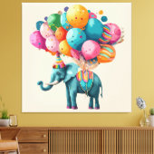 Waterverf Olifant Ballon voor Baby Canvas Afdruk (Insitu (Woonkamer))